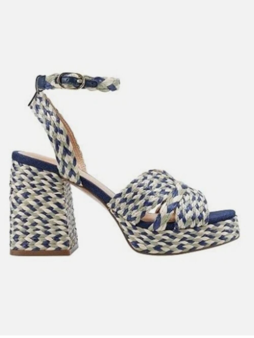 Marc Fisher LTD Raffia Platform Sandals-Janie-Medium Blue-8M-NEW-A642850